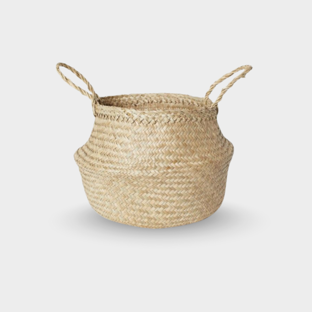 Natural Katlanabilir Hasır Saksılık - 30x28cm